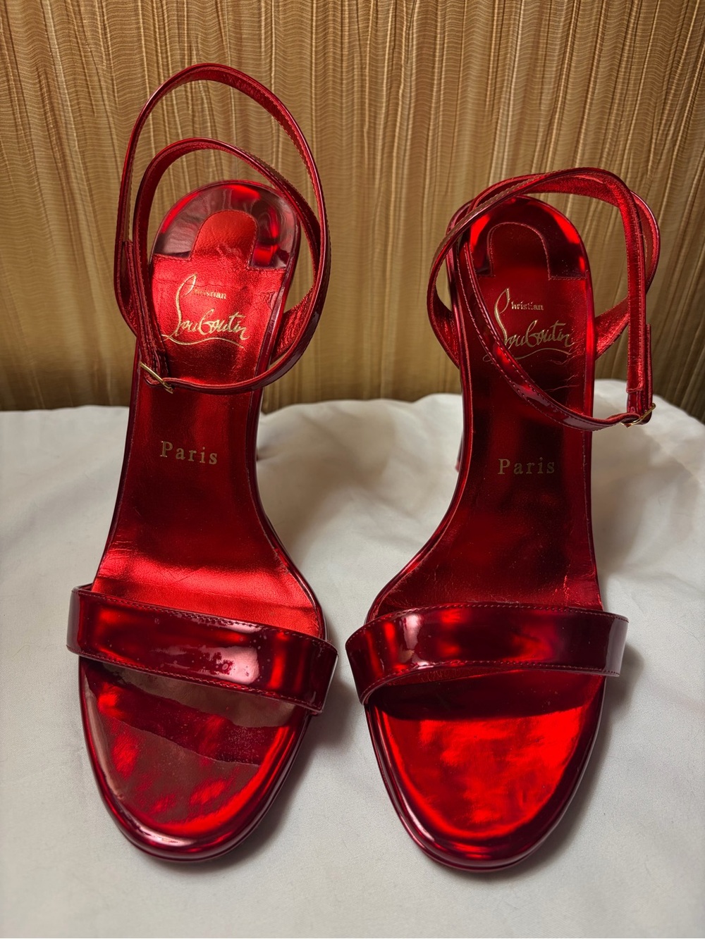 Christian Louboutin Women's Loubi Queen Red Patent Ankle-Wrap